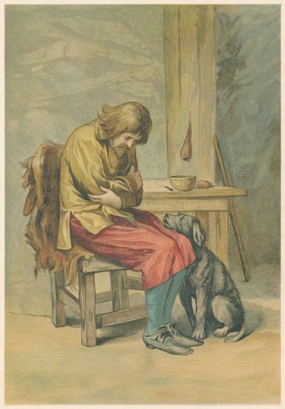 Scène uit Robinson Crusoe door Daniel Defoe, 1892 door John Dawson Watson