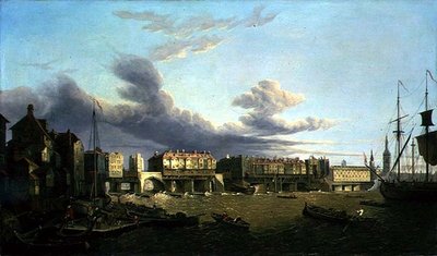 Uitzicht op de Oude London Bridge zoals het was in 1747 door John Dean Paul