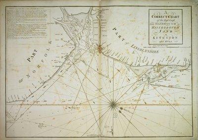 Een correcte kaart van de oostkust, van Hasbrough of Haisbrough Sand tot Kingston upon Hull door John Diston