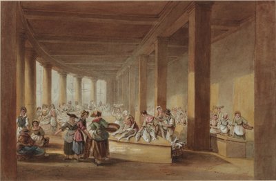 De oude vismarkt, Sandhill, Newcastle upon Tyne door John Dobson