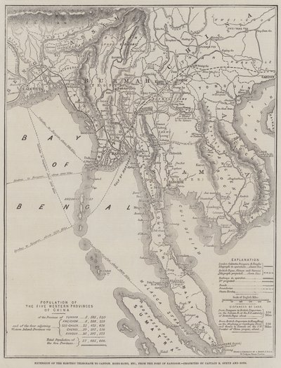 Uitbreiding van de Elektrische Telegraaf naar Canton, Hong-Kong, enz., vanaf de Haven van Rangoon, geprojecteerd door Kapitein R Sprye en Zonen door John Dower