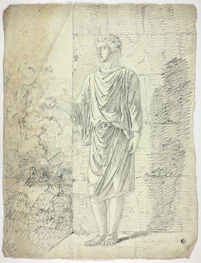 Na een antiek beeld van een staande jongeling door John Downman