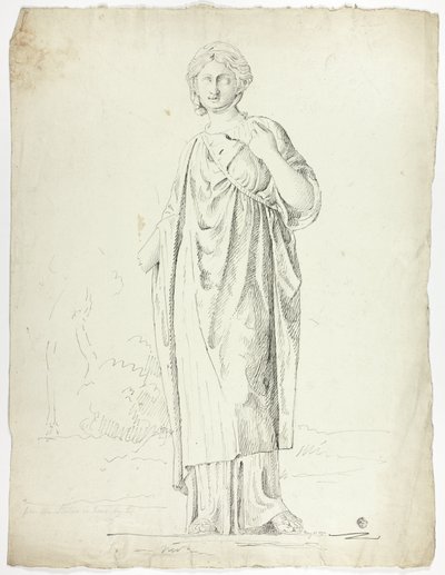 Antiek standbeeld van staande gedrapeerde vrouw door John Downman
