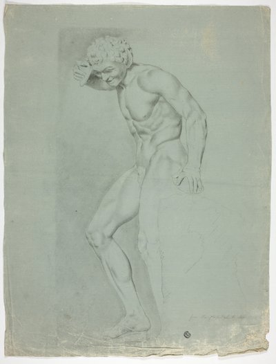Antiek standbeeld van staande faun met cimbalen door John Downman