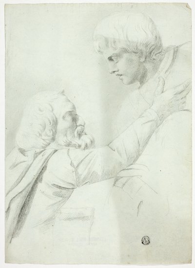 Man en jongen met baard (van Bas-Relief) door John Downman