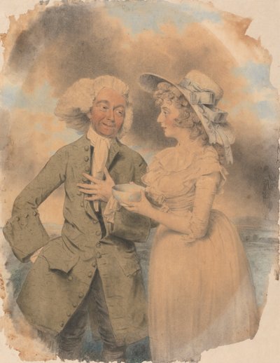 John Edwin en Mrs. Mary Wells als Lingo en Cowslip in "The Agreeable Surprise" door John Downman