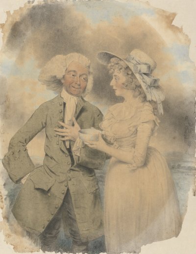 John Edwin en Mevrouw Wells als Lingo en Cowslip in de Aangename Verrassing door John Downman