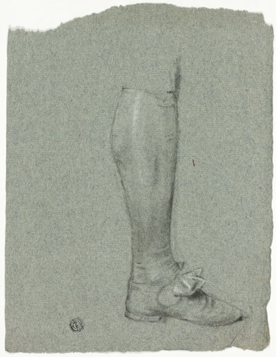 Been van staande figuur (recto); Schets van schoenen (verso) door John Downman