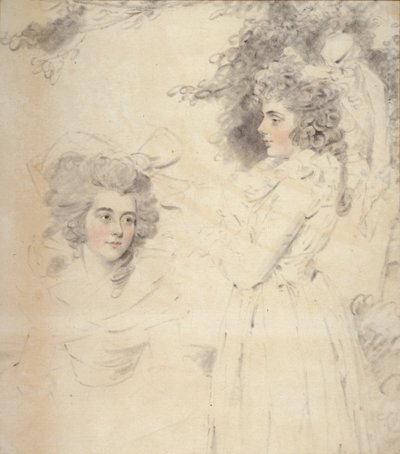 Portret van Georgiana, hertogin van Devonshire en Lady Elizabeth Foster door John Downman