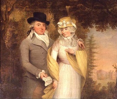 Portret van een heer en zijn vrouw in een park door John Downman