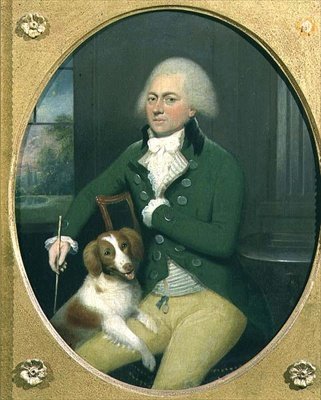Portret van een heer met zijn hond door John Downman