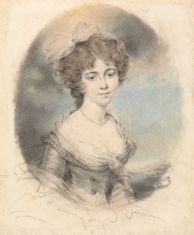 Portret van een Dame, Frontaal door John Downman