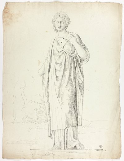 Antiek standbeeld van staande gedrapeerde vrouw door John Downman