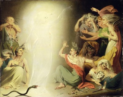 De geest van Clytemnestra wekt de Furiën, 1781 door John Downman
