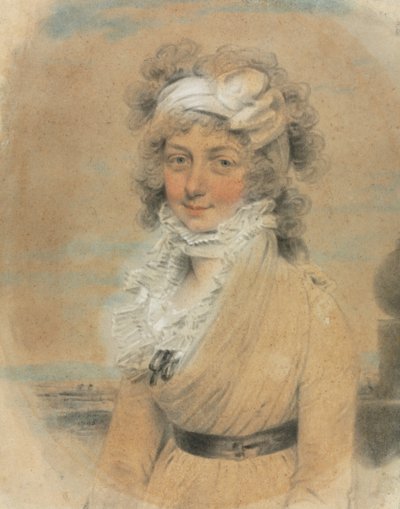 Jonge Dame met een Witte Strik op Haar Hoofd door John Downman