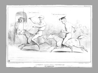 Een pony race voor een zadel een zitplaats in Cambridge, 1834 door John Doyle