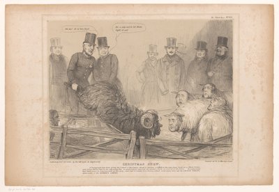 Spotprent met Lord Brougham als een zwarte ram (title on object: Christmas Show, series title: HB Sketches) door John Doyle