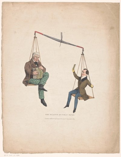 Weegschaal met de schrijvers Walter Scott en Thomas Moore door John Doyle