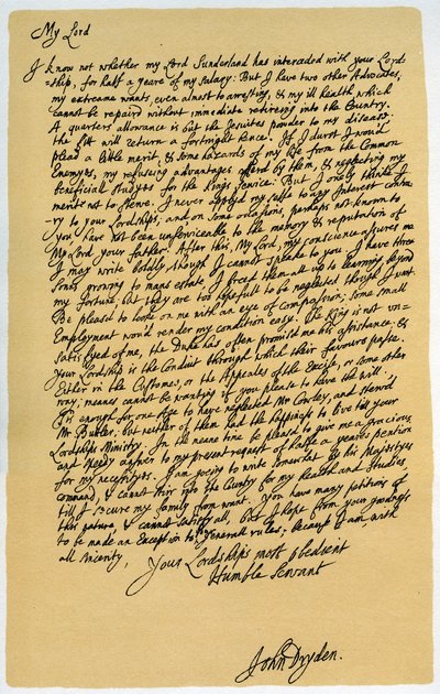 Brief van John Dryden aan Laurence Hyde, c1682-1683 door John Dryden
