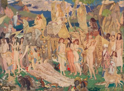 Ivoor, apen en pauwen De koningin van Sheba door John Duncan