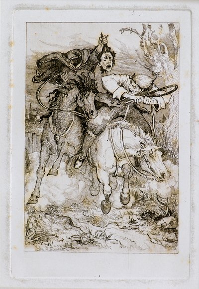 Twee galopperende ruiters [een draagt zijn eigen hoofd] door John Duncan