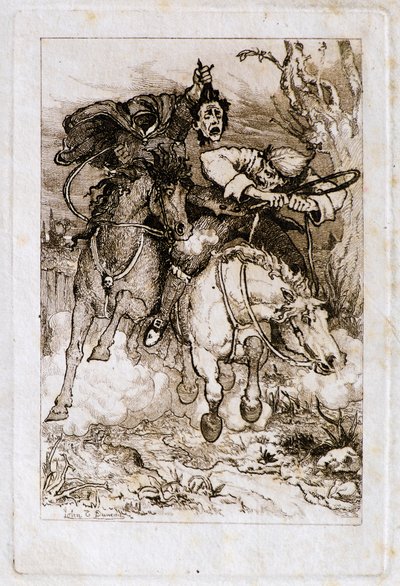 Twee Galopperende Ruiters [een draagt zijn eigen hoofd] door John Duncan