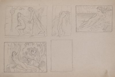 Zonder titel [Naakte figuren in een landschap] door John Duncan