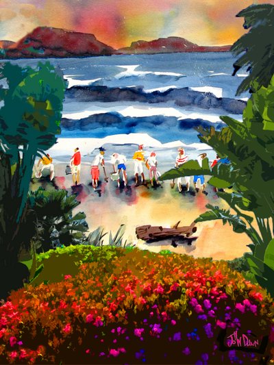 Tropisch strandfeest door John Dunn