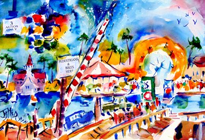 Levendig tafereel op de promenade door John Dunn