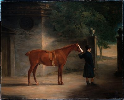 Een jager en een stalknecht in een binnenplaats, 1816 door John E. Ferneley