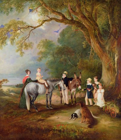 Juffrouw Catherine Herrick met haar nichtjes en neefjes, de vijf oudste kinderen van de dominee en mevrouw Henry Palmer, 1827 door John E. Ferneley