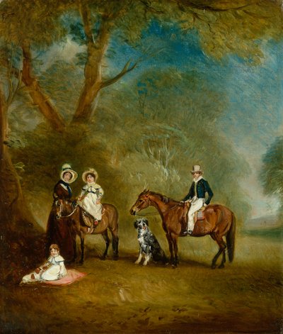 De Familie Pares van Hopwell in een Bosrijk Landschap door John E. Ferneley