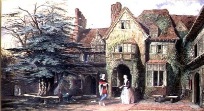 Exterieur van Stoke Huis, met Figuren door John Edmund Buckley