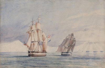 H.M. Schepen Erebus en Terror in de Rosszee door John Edward Davis