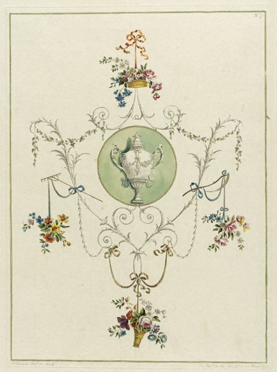 Decoratieve bloemenprint, uit 