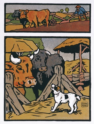 Illustratie voor De Hond en de Koe, uit 