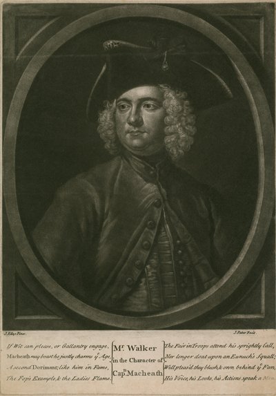 De heer Walker in de rol van kapitein Macheath door John Ellys