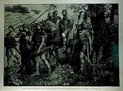 Ontwerp voor Windsor Tapestry: Mannen van Kent marcheren voor het leger van Harold door John Evan Hodgson