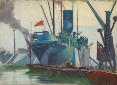 Dazzle schepen in de Londense dokken, c.1915-18 door John Everett