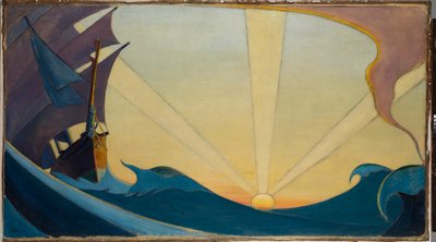 De Cutty Sark bij zonsondergang, begin 20e eeuw door John Everett