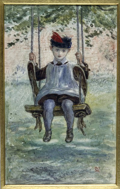 Een jongen op een schommel door John Everett Millais