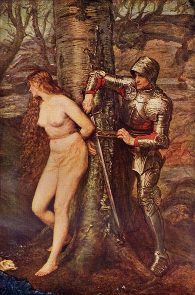 Een dolende ridder - figuur uit de ridderromantiek, illustratie uit 