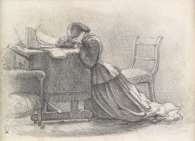 Een Vrouw - Illustratie bij een Gedicht door John Everett Millais