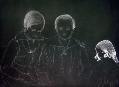 Harry en Arthur Reid Lempriere en Emily Lempriere door John Everett Millais