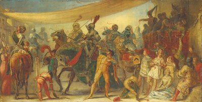 Ridders bereiden zich voor op een toernooi door John Everett Millais
