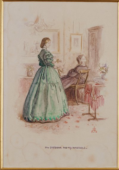 Mevrouw Gresham en juffrouw Dunstable: Een illustratie bij "Framley Parsonage" door John Everett Millais