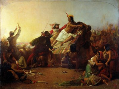 Pizarro grijpt de Inca van Peru, 1846 door John Everett Millais