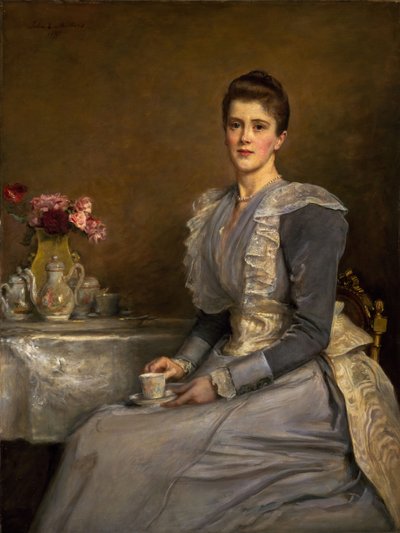 Portret van Mary Endicott, mevrouw Joseph Chamberlain door John Everett Millais