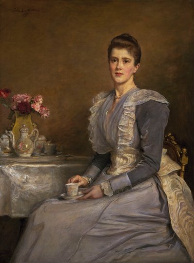 Portret van mevrouw Joseph Chamberlain (1864-1957) door John Everett Millais
