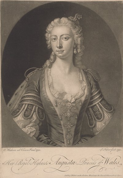 Hare Koninklijke Hoogheid Augusta Prinses van Wales, 1751 door John Faber the younger
